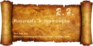 Rusznyák Henrietta névjegykártya