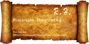 Rusznyák Henrietta névjegykártya
