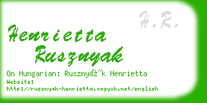 henrietta rusznyak business card